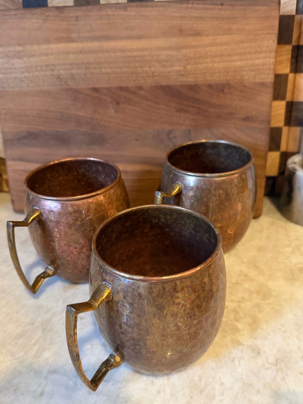 ODI Solid copper hammered mule mugs x3
